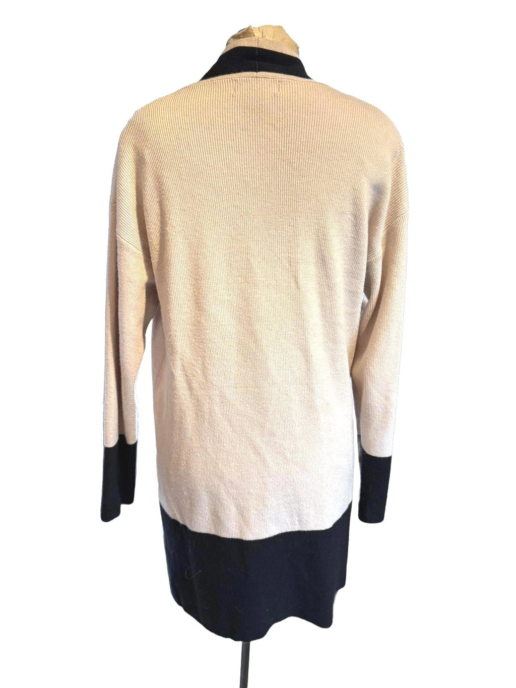 Truth by Republic Beige and Black Colorblock Open Front Cardigan Sweater