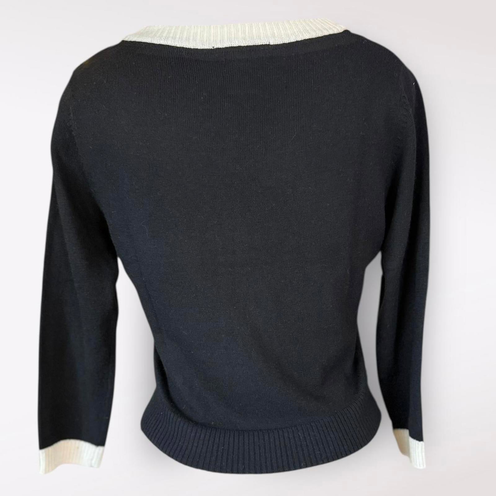 Costa Blanca Black and White Angora Blend Cardigan Sweater