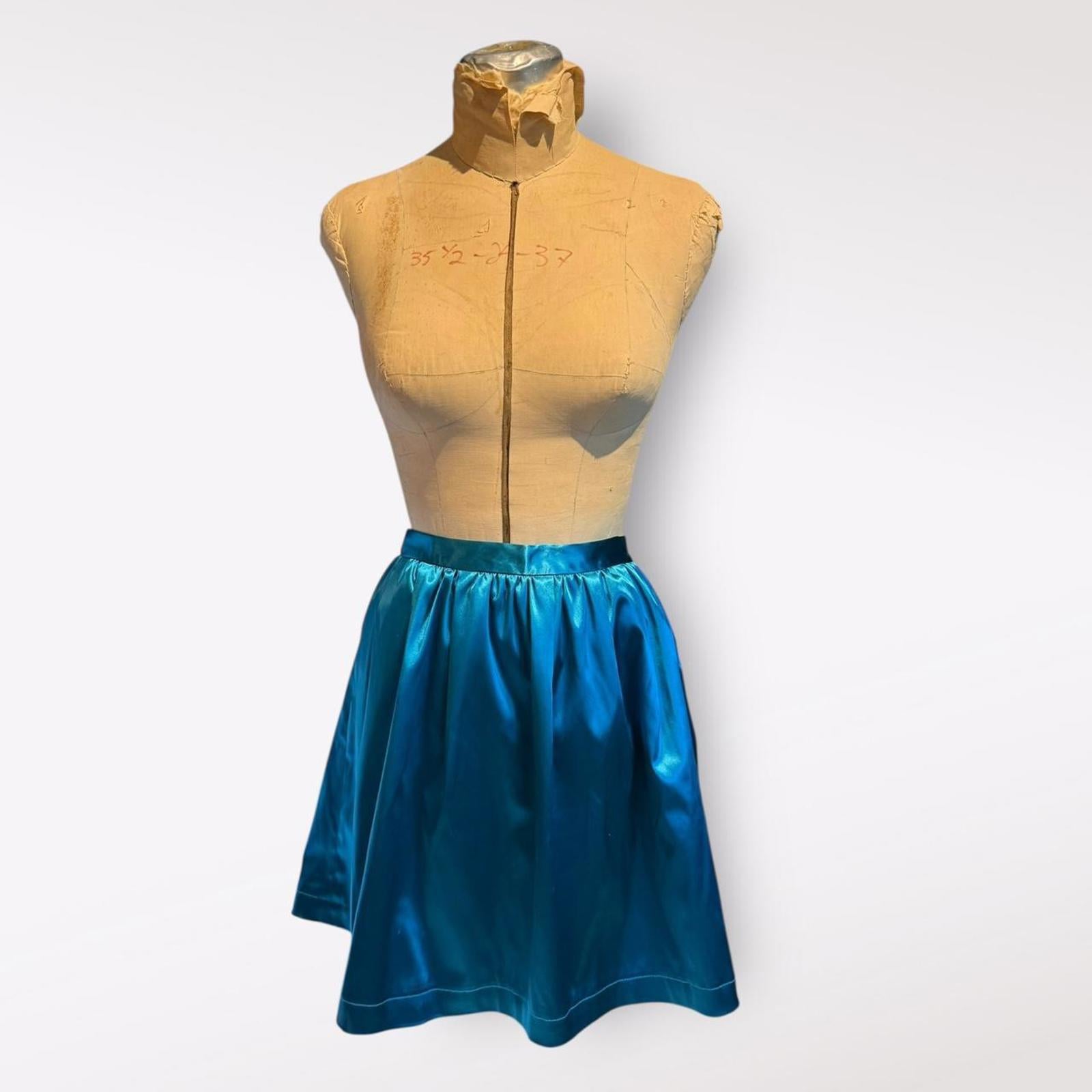 MSGM Blue Satin Skirt