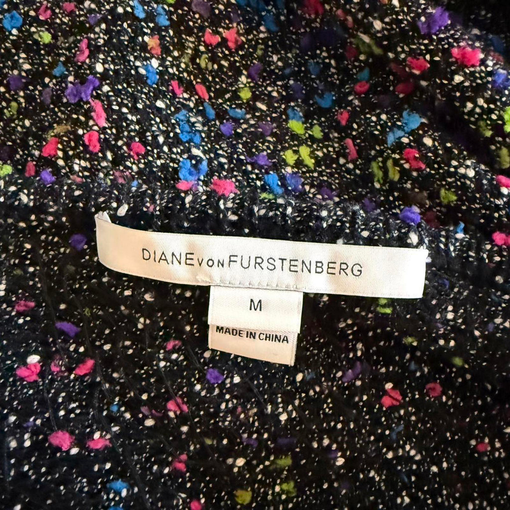 Diane von Furstenberg Textured Multicolor Beaded Cardigan Sweater