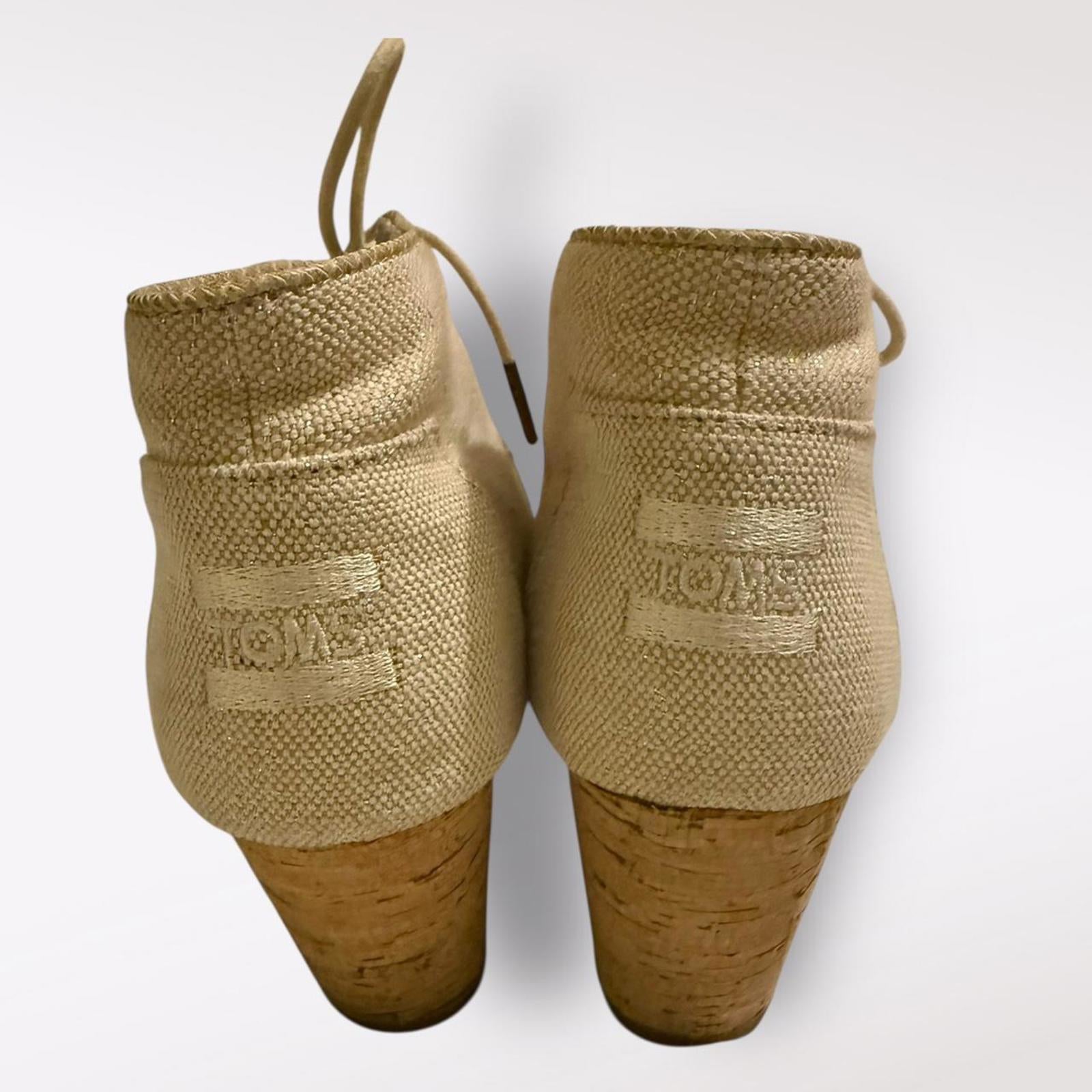 TOMS Women's Beige Canvas Wedge Ankle Boots