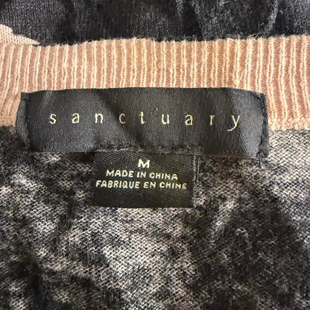 Sanctuary Black Sweater with Pink Floral Pattern