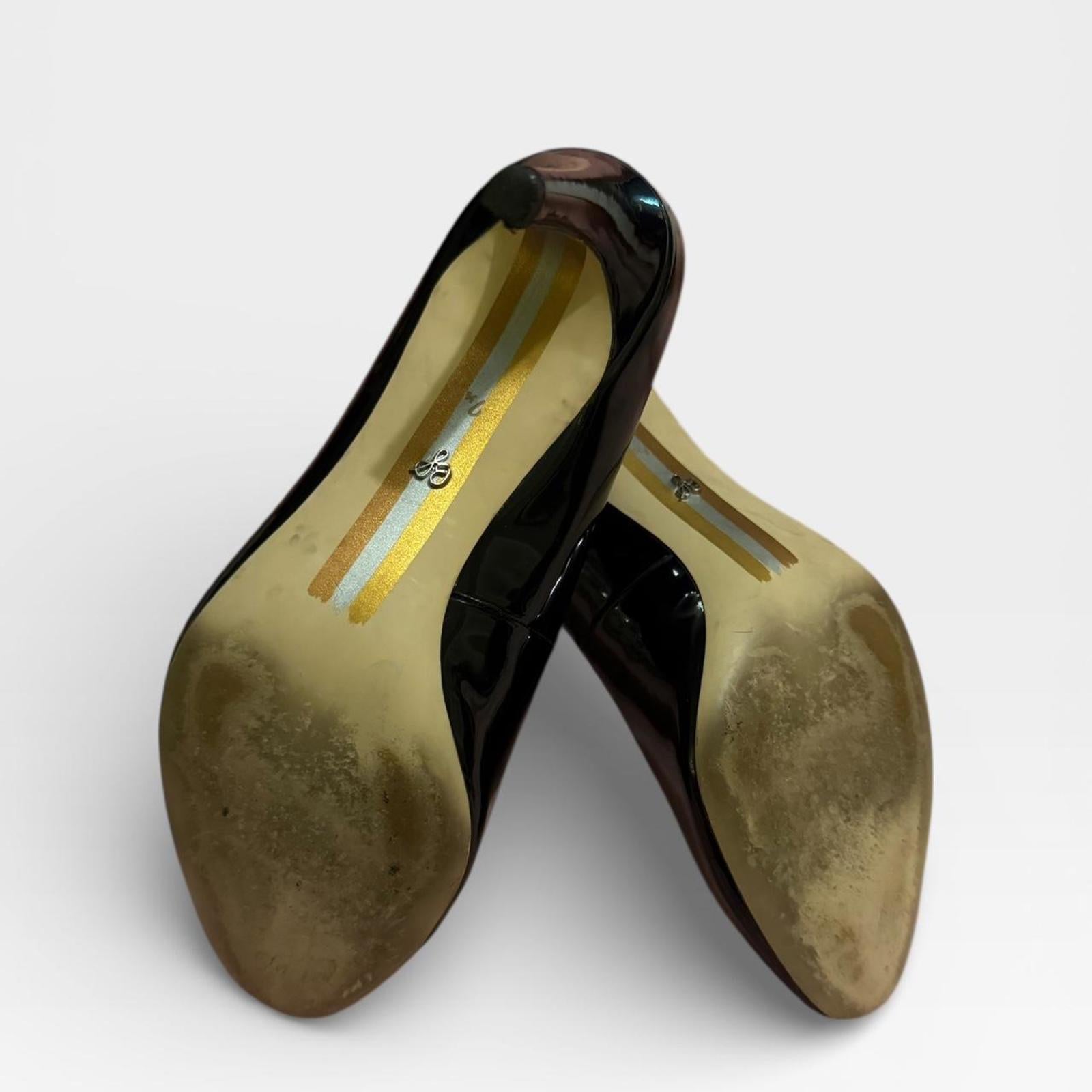 Sam Edelman Black Patent Leather Mid Heel Pumps