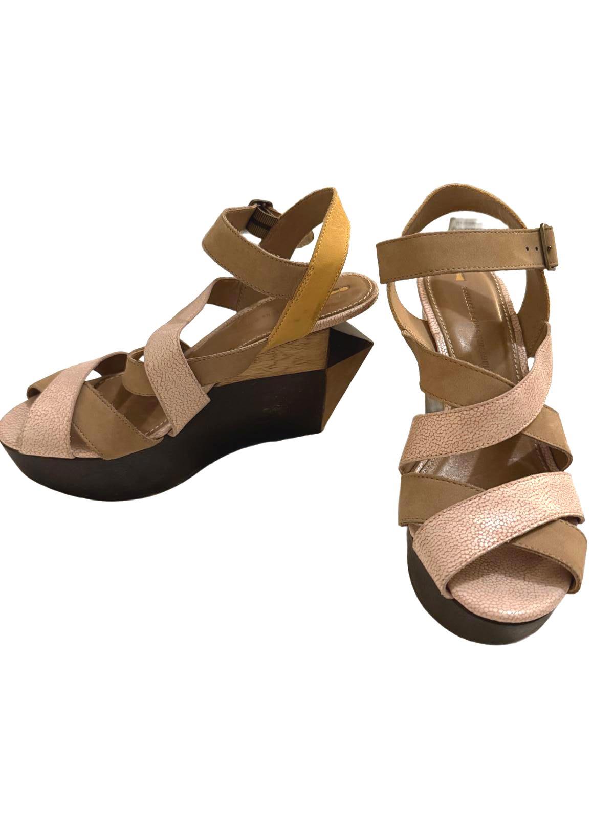 Schuler & Sons Philadelphia Geometric Wedge Sandals with Multi-Strap Design