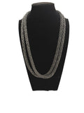 Long Silver Beaded Necklace