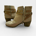 Michael Kors Beige Suede Ankle Boots with Brown Straps