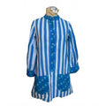 Blue and White Striped Cotton Shirt Size L