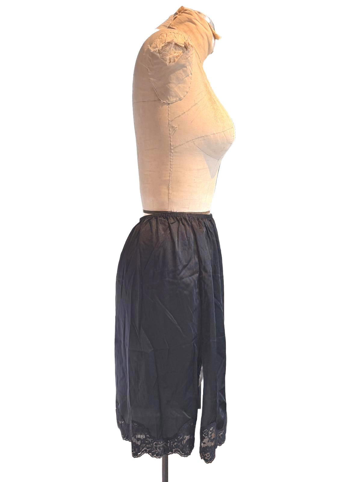 Adonna Black Lace Trim Half Slip Petticoat Skirt