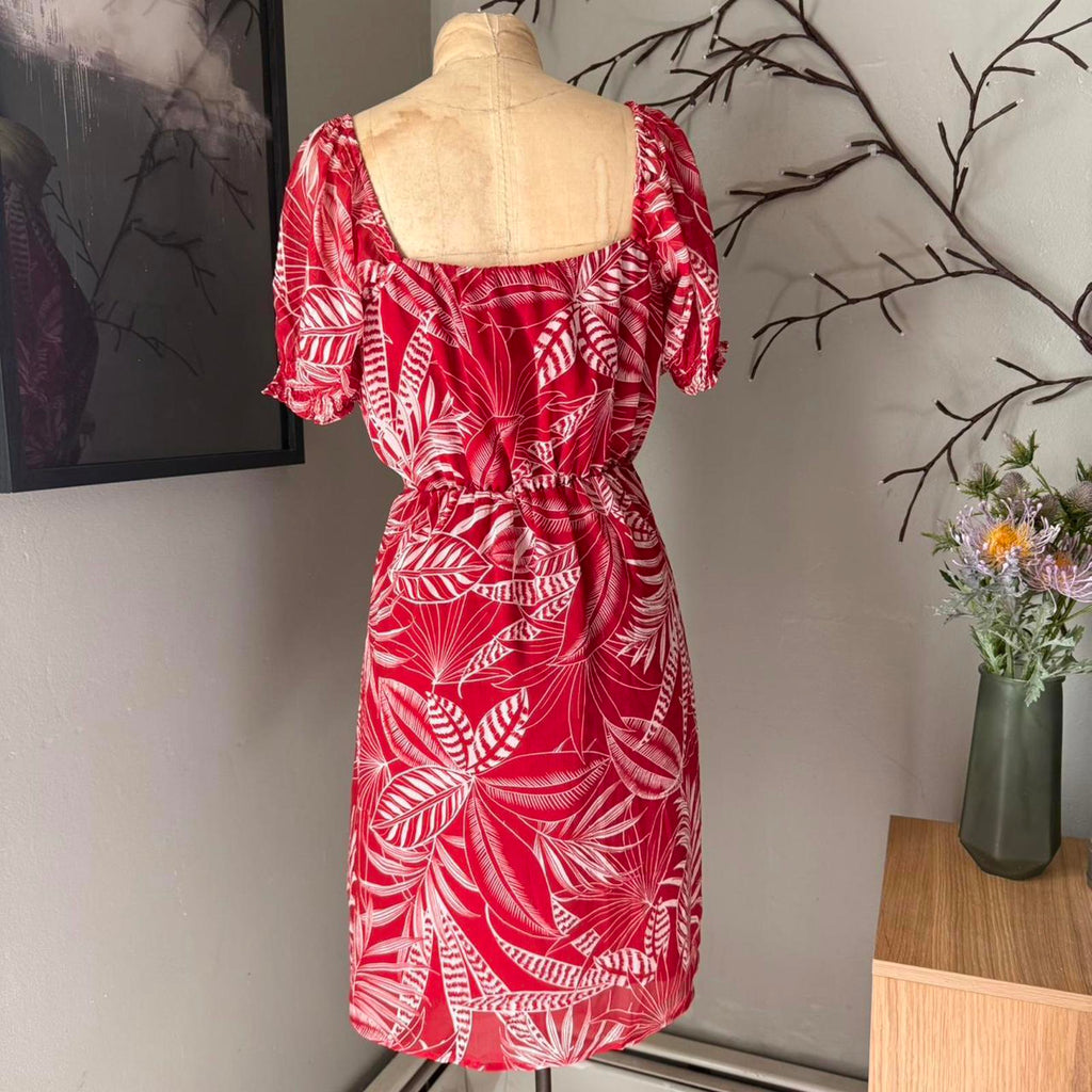 Banana Republic Red Tropical Print Dress
