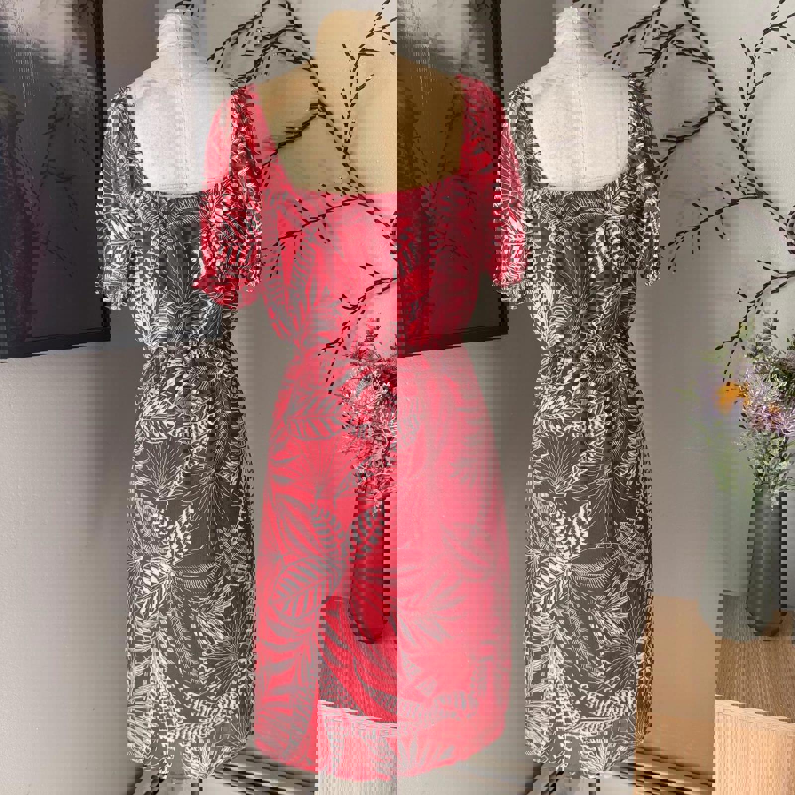 Banana Republic Red Tropical Print Dress