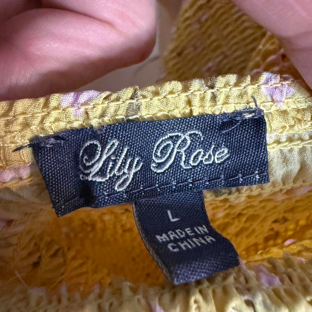Lily Rose Yellow Floral Smocked Romper Size L