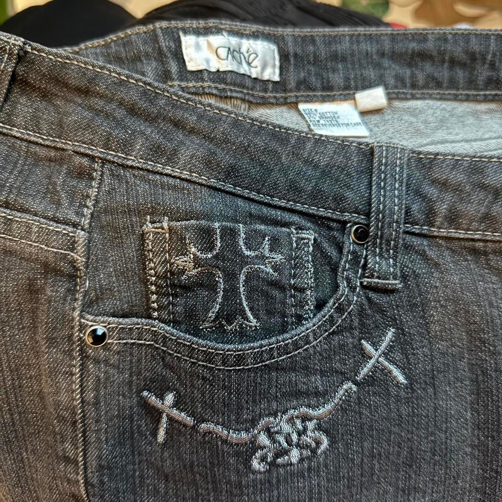 Canoe Black Embroidered Pocket Denim Jeans