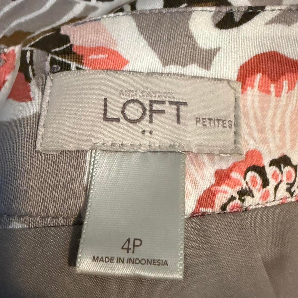 LOFT Petites Floral A-Line Skirt Size 4P