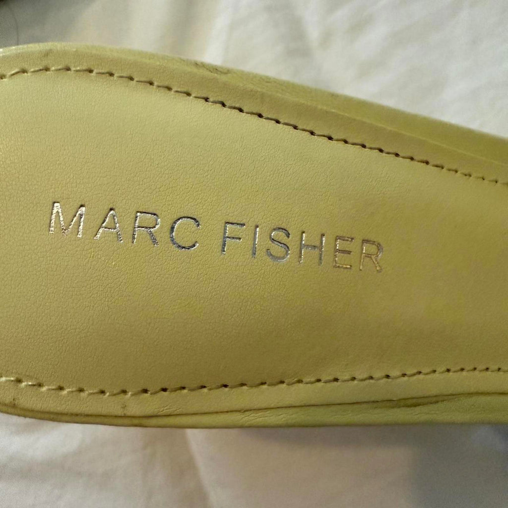 Marc Fisher Yellow Block Heel Sandals with Studded Strap