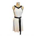 Sleeveless White Dress with Black Trim and Belt Size S