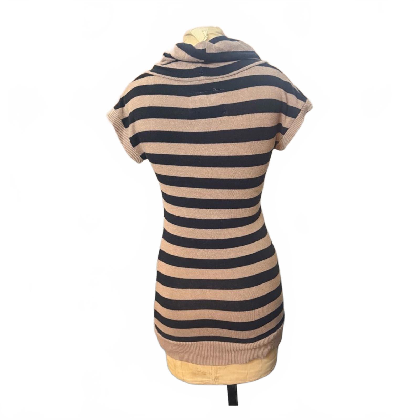 Poof! For The Planet Brown and Black Striped Cowl Neck Sweater Size M