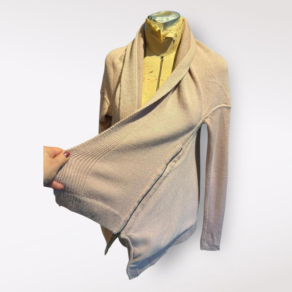 Light Pink Open Front Knit Cardigan Sweater