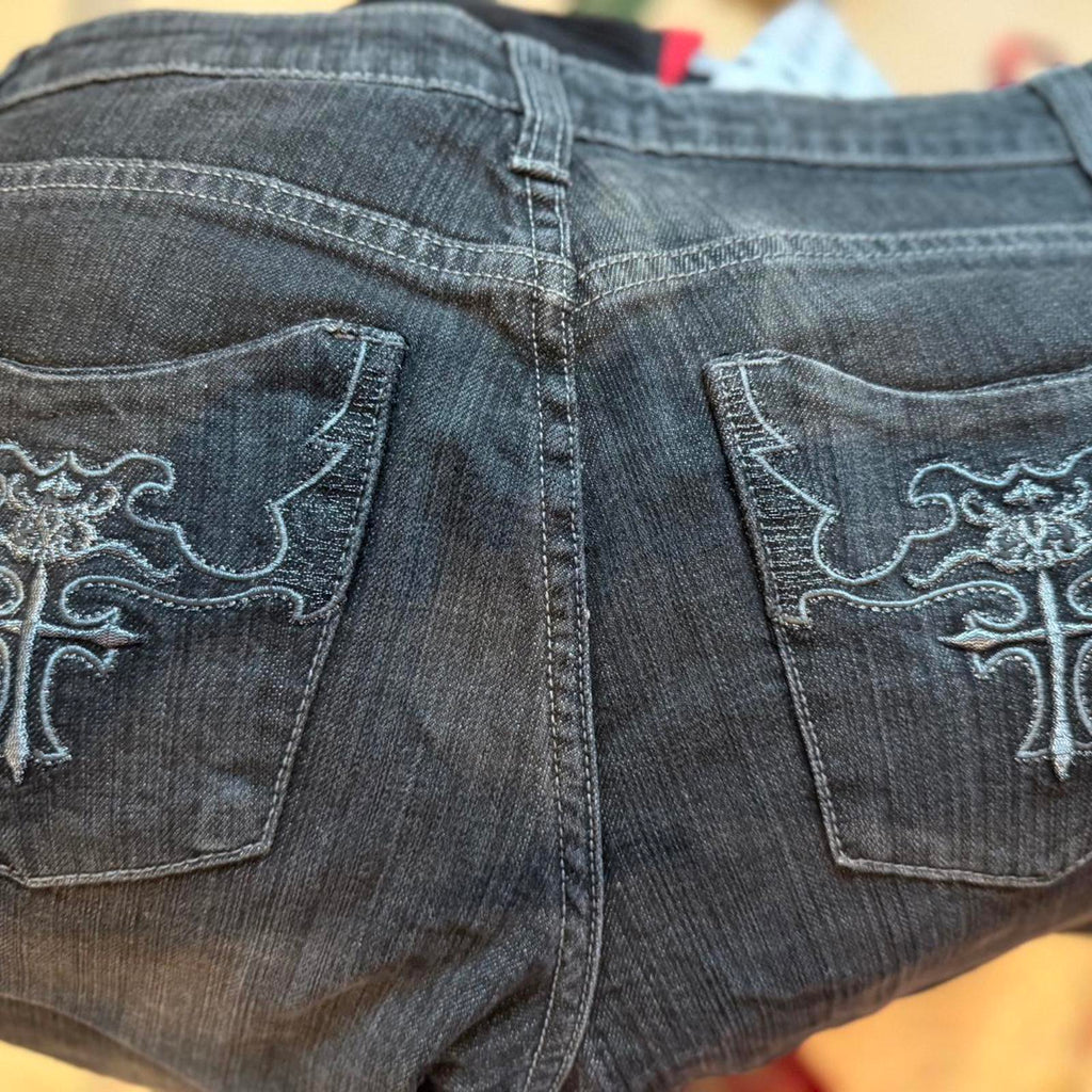 Canoe Black Embroidered Pocket Denim Jeans