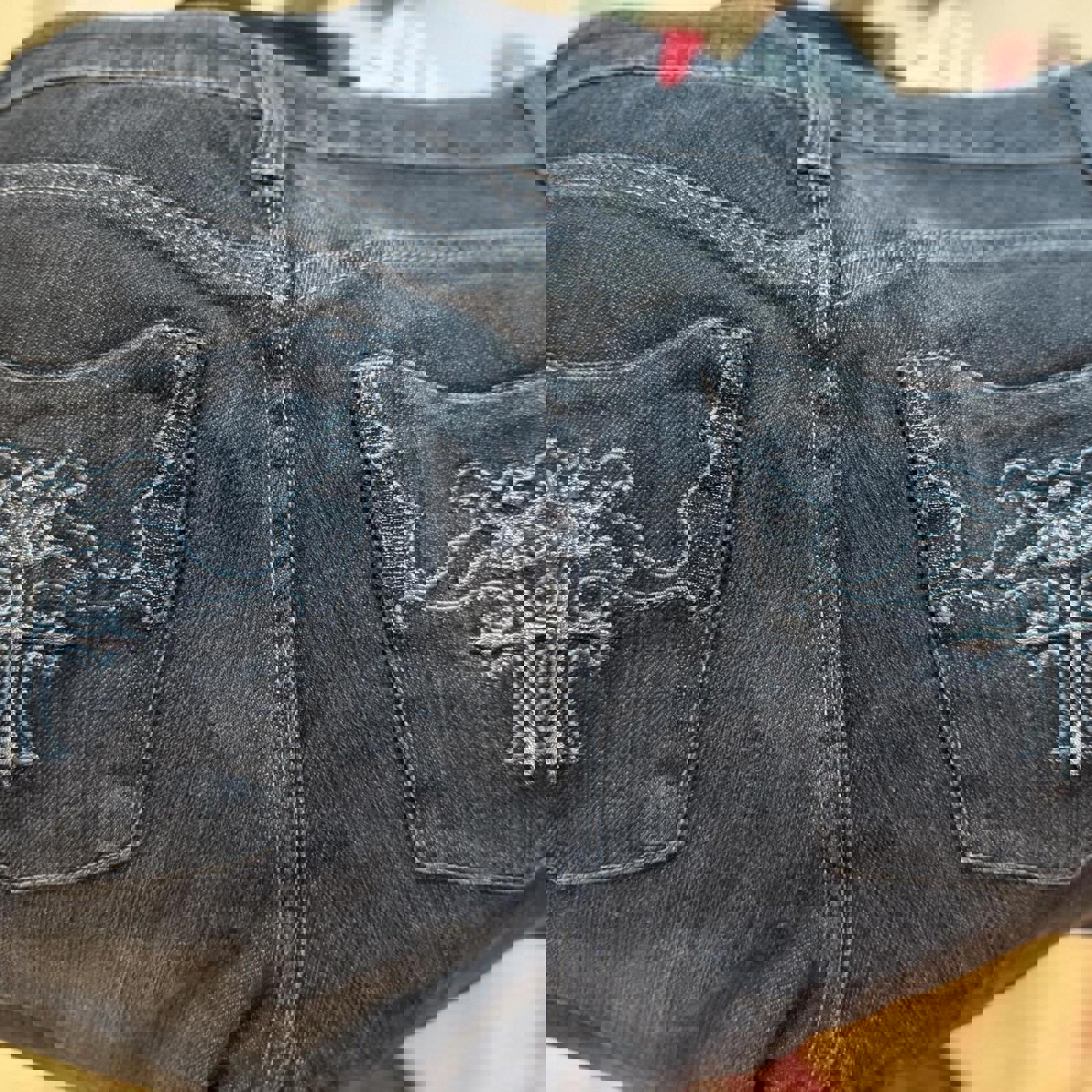 Canoe Black Embroidered Pocket Denim Jeans