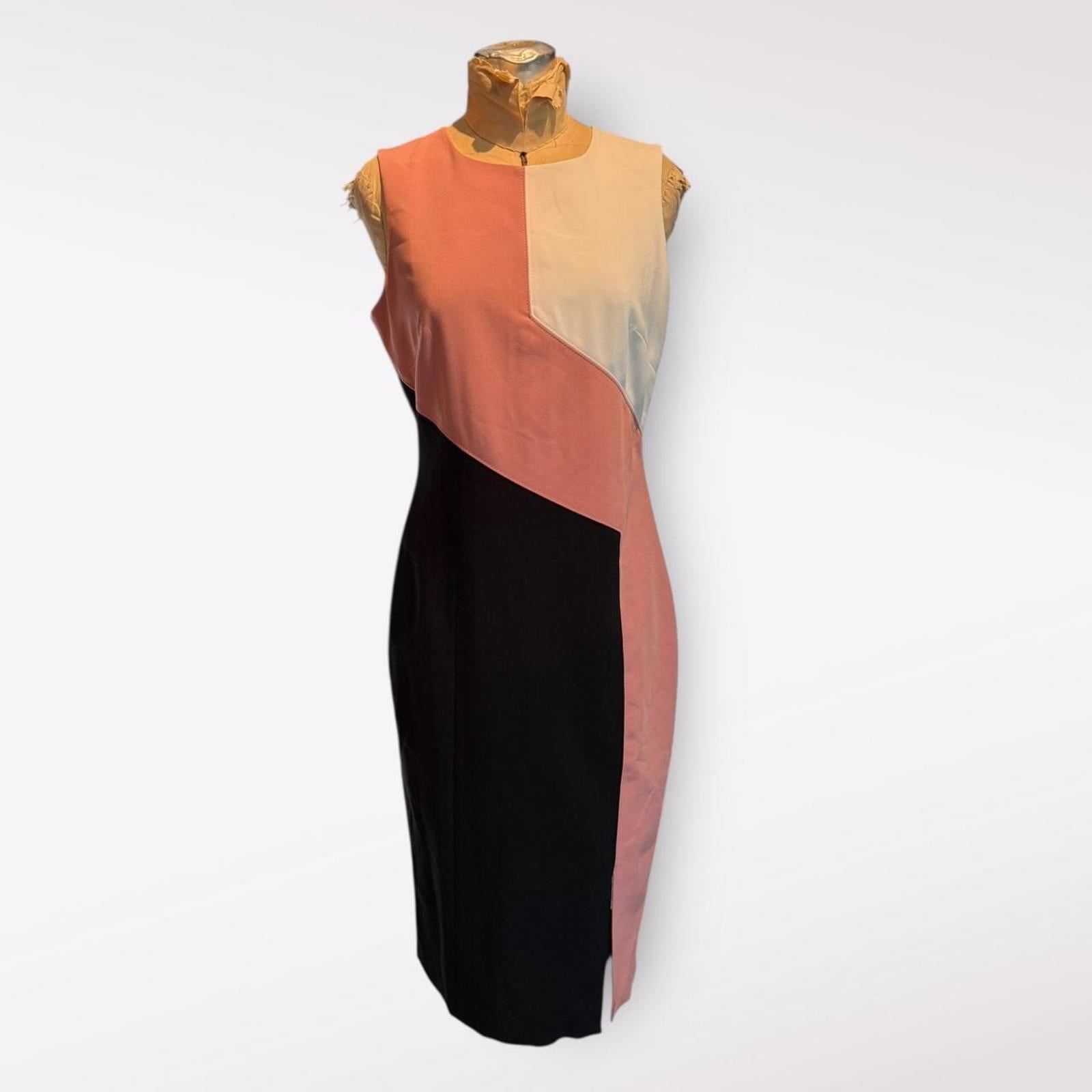 White House Black Market Colorblock Sleeveless Sheath Dress with Back Zipper