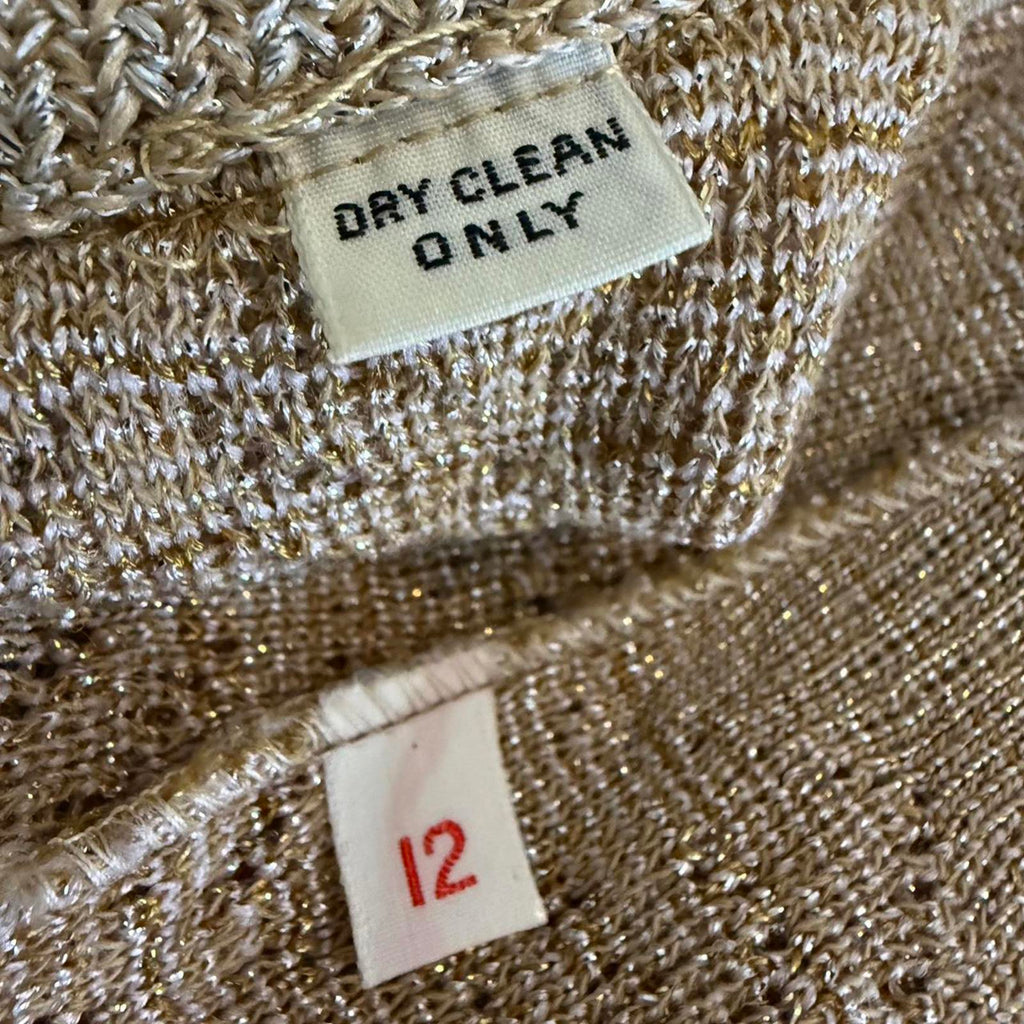 Vintage Beige Knit Button-Up Cardigan Sweater