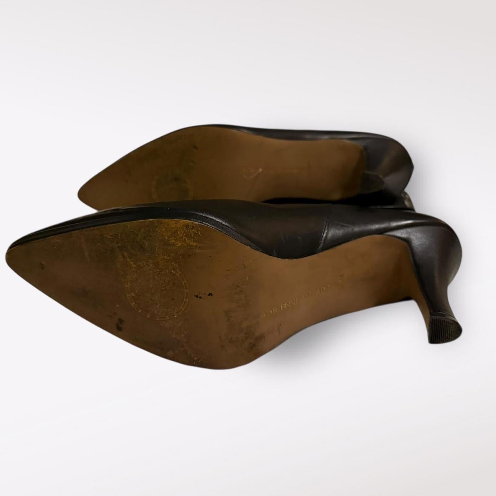 Adrienne Vittadini Black Leather Pointed Toe Ankle Boots with Fold-Over Cuff