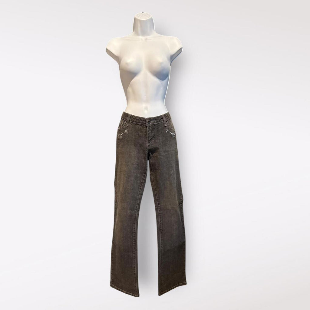 Canoe Black Embroidered Pocket Denim Jeans