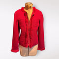 Dalia Red Zip-Up Jacket with Rabbit Fur Trim
