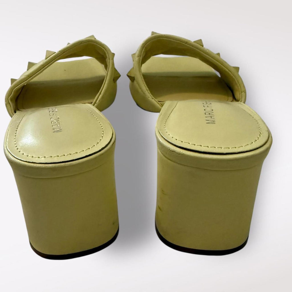 Marc Fisher Yellow Block Heel Sandals with Studded Strap