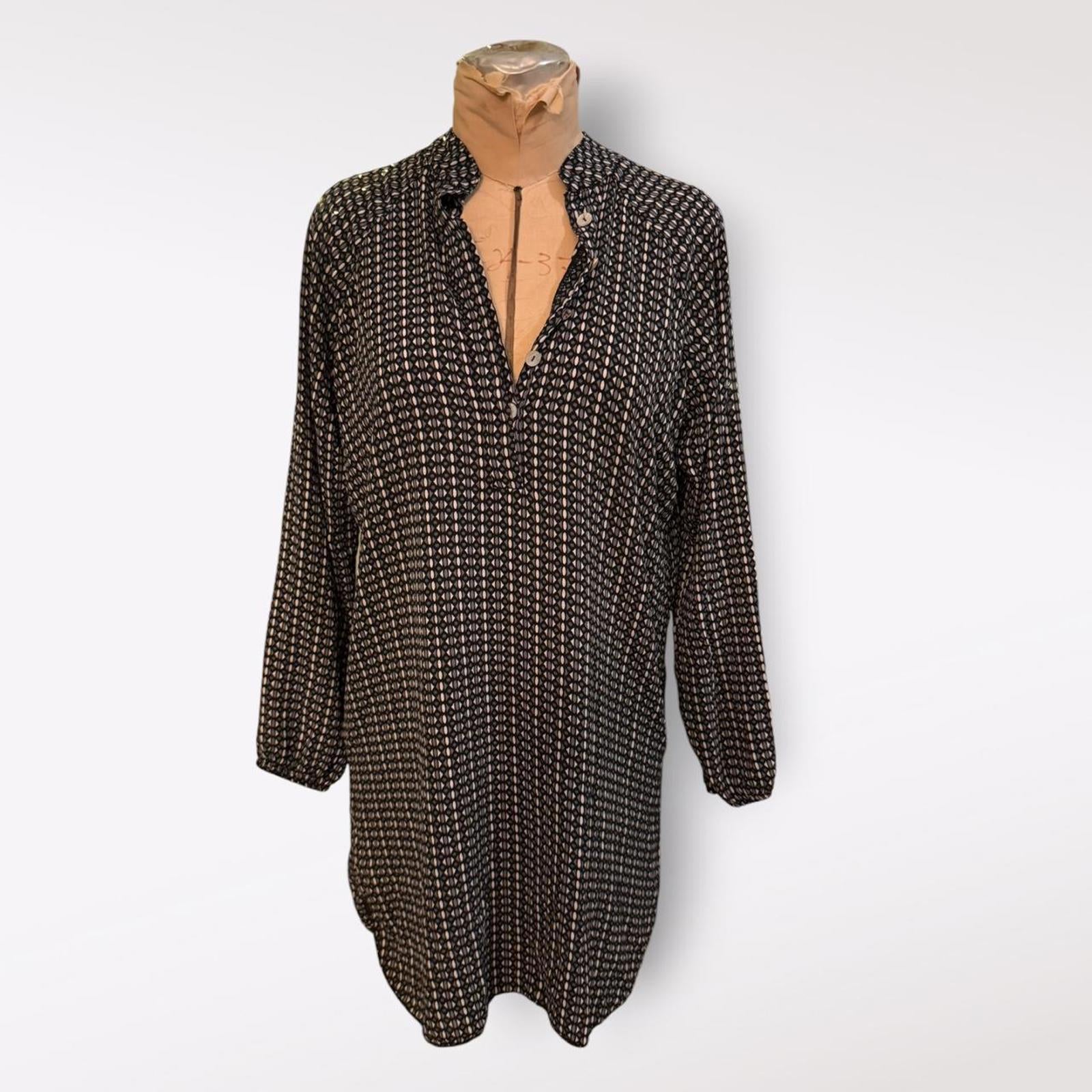 IFA Moda Black and White Shirt Dress Made in Italy