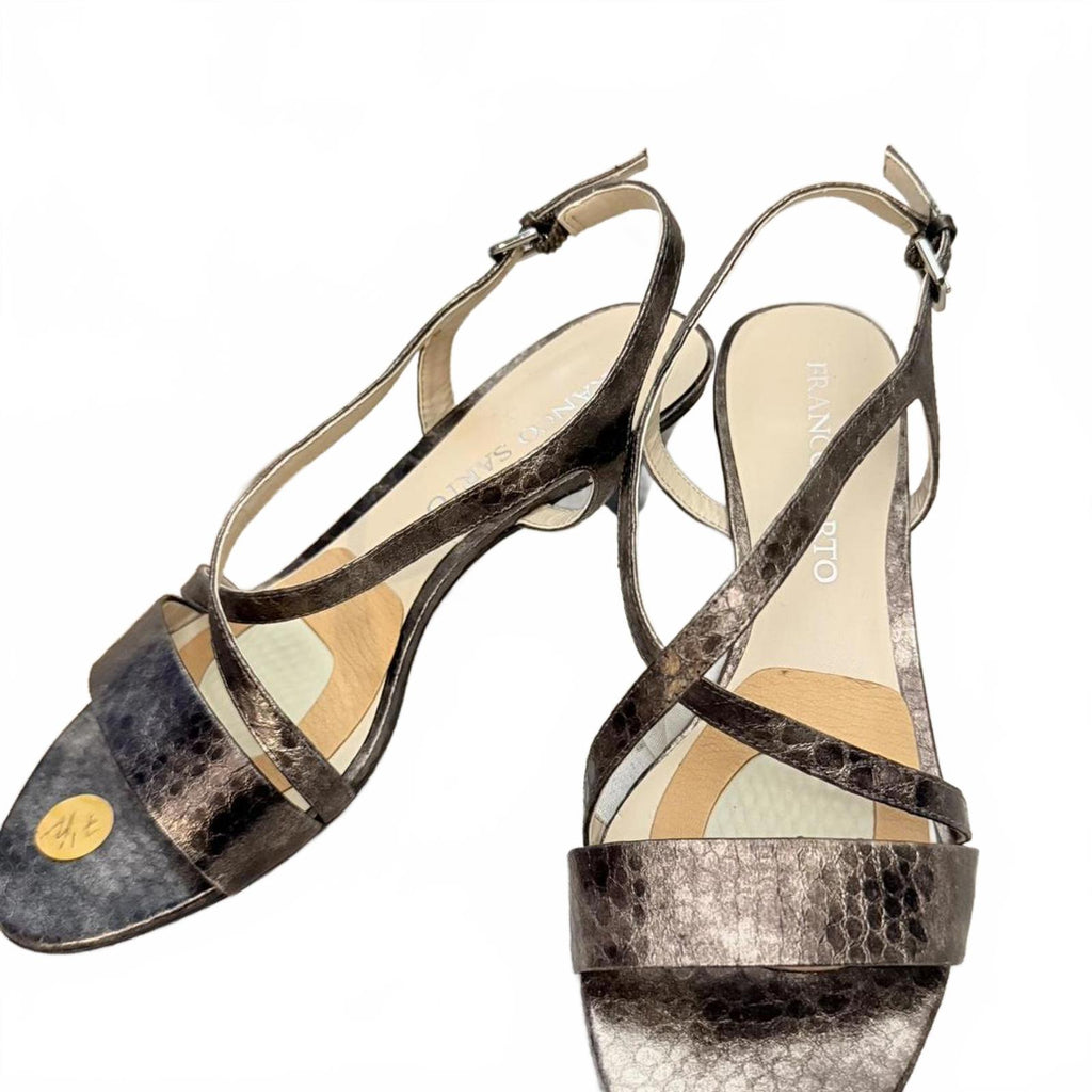 Franco Sarto Metallic Leather Sandals Size