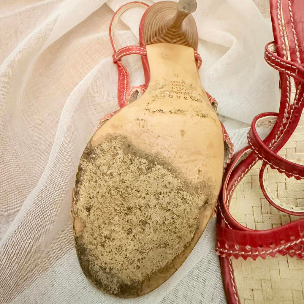 Casadei Red Leather Strappy Heels