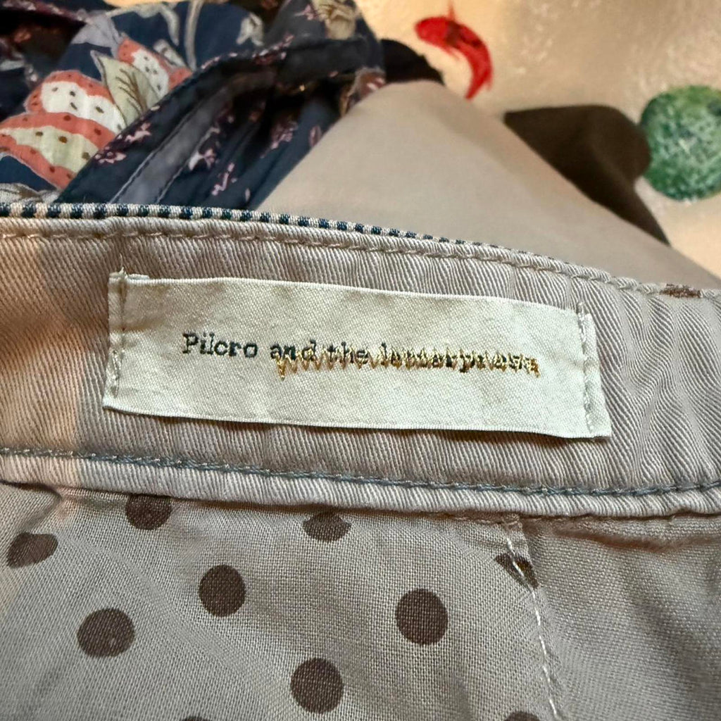 Piloro and the Letterpress Beige Wide Leg Pants with Striped Detail