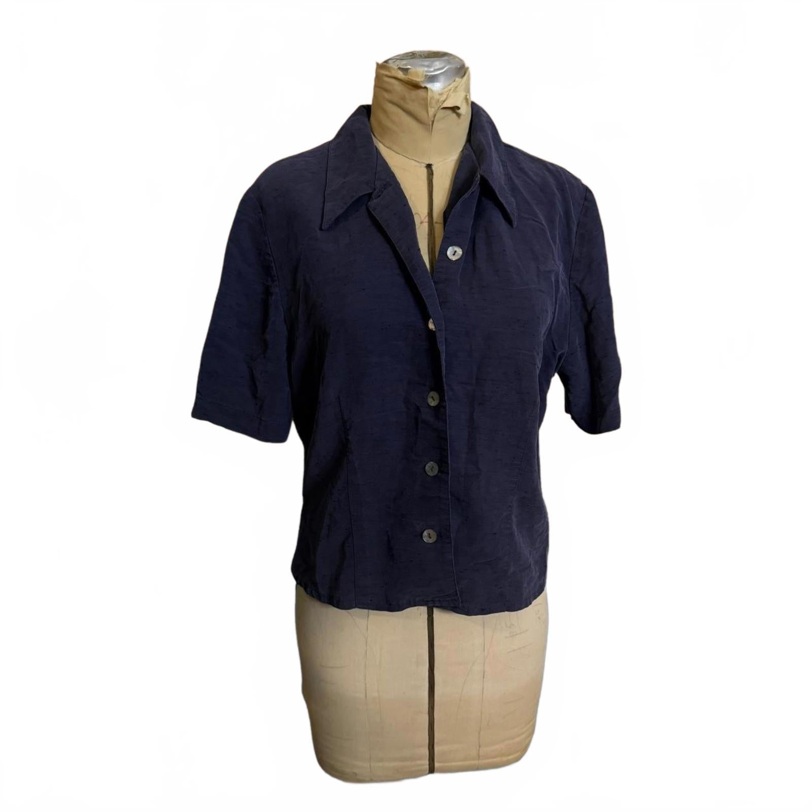 Sheri Martin New York Navy Blue Shirt with Open Back