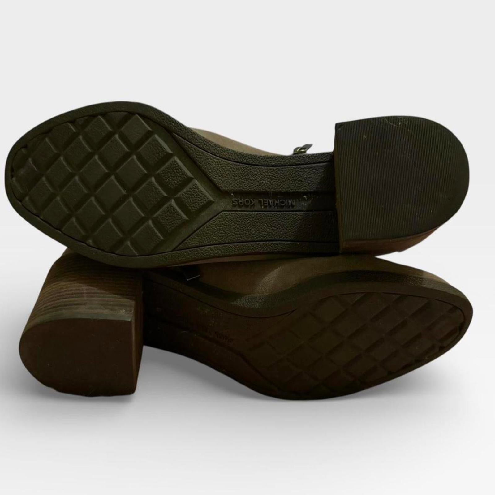 Michael Kors Beige Suede Ankle Boots with Brown Straps