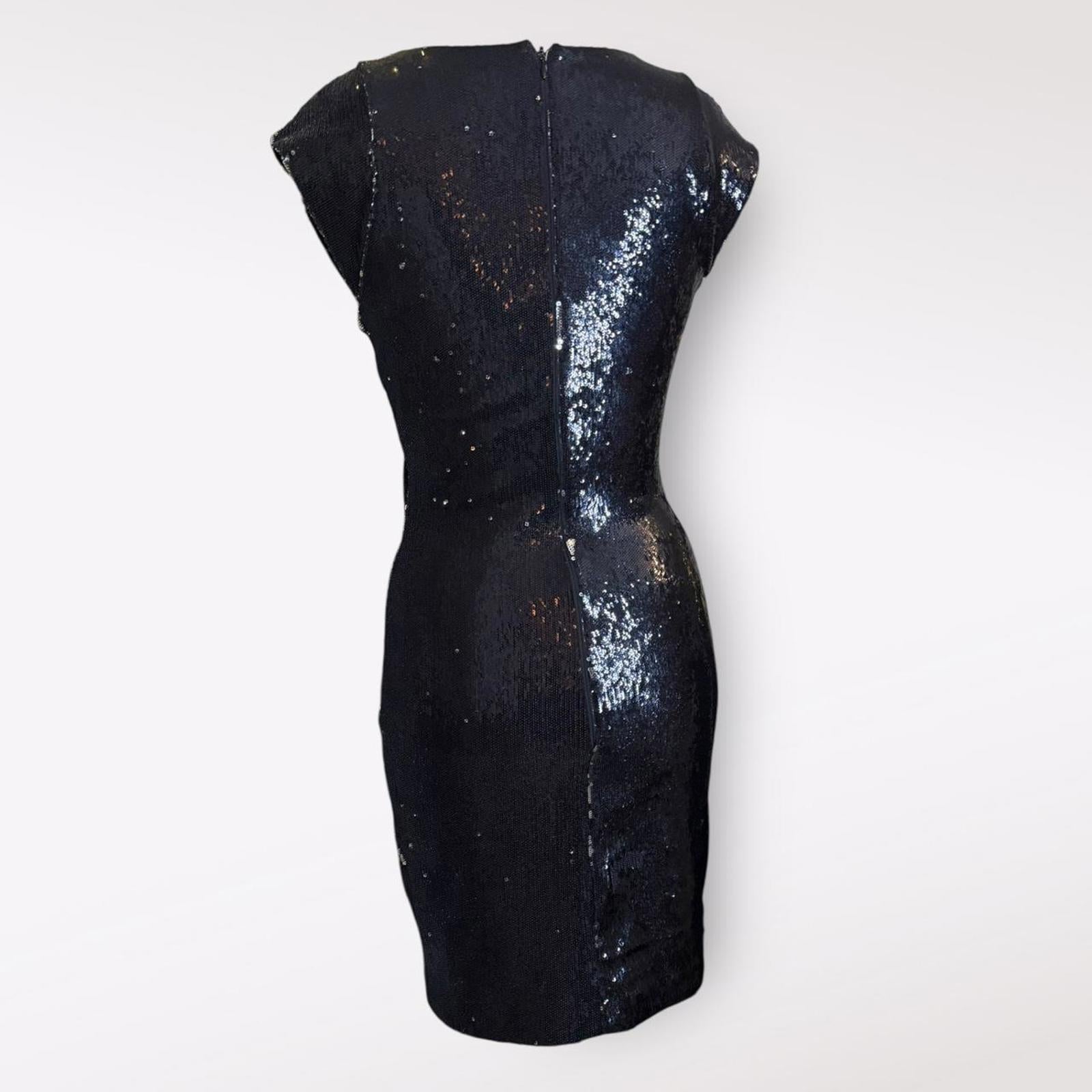 French Connection Black Sequin Cap Sleeve Dress