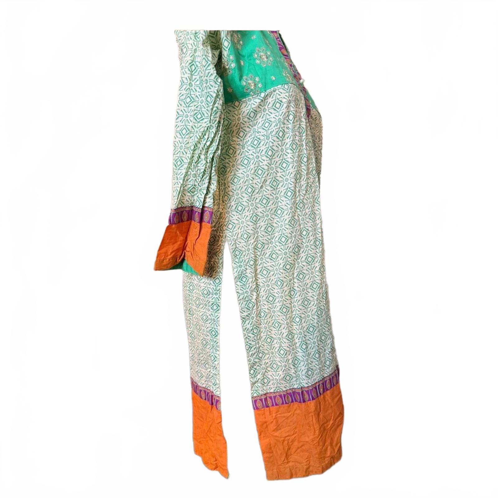 Senorita Green and Orange Cotton Tunic Top Size XS