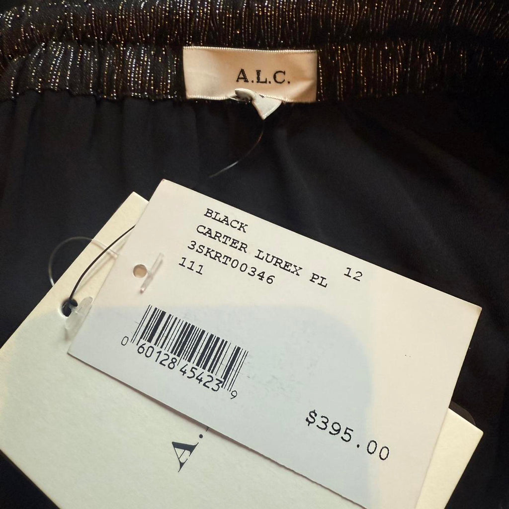 A.L.C. Black Carter Lurex Pleated Skirt