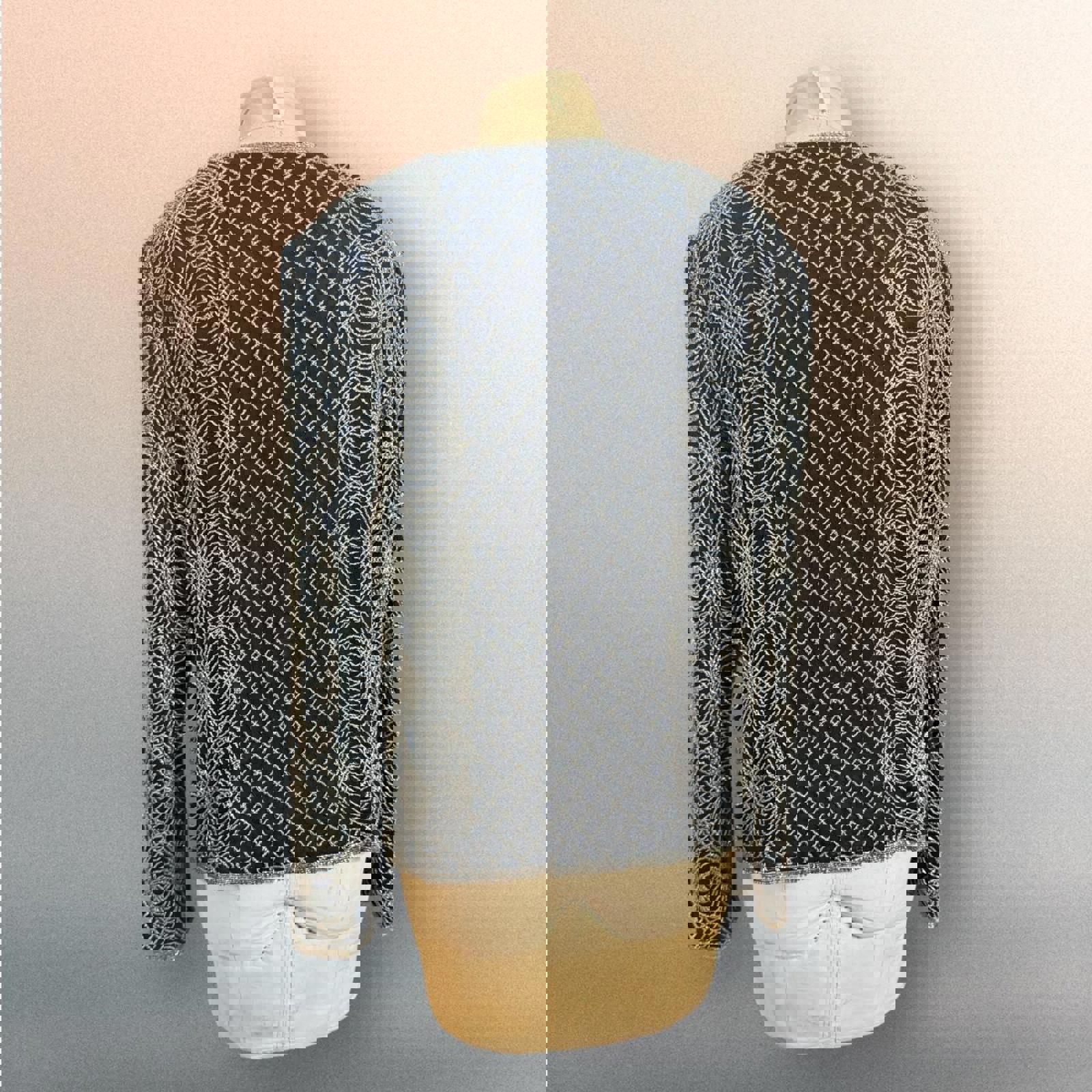 Adrianna Papell Black and Silver Beaded Jacket