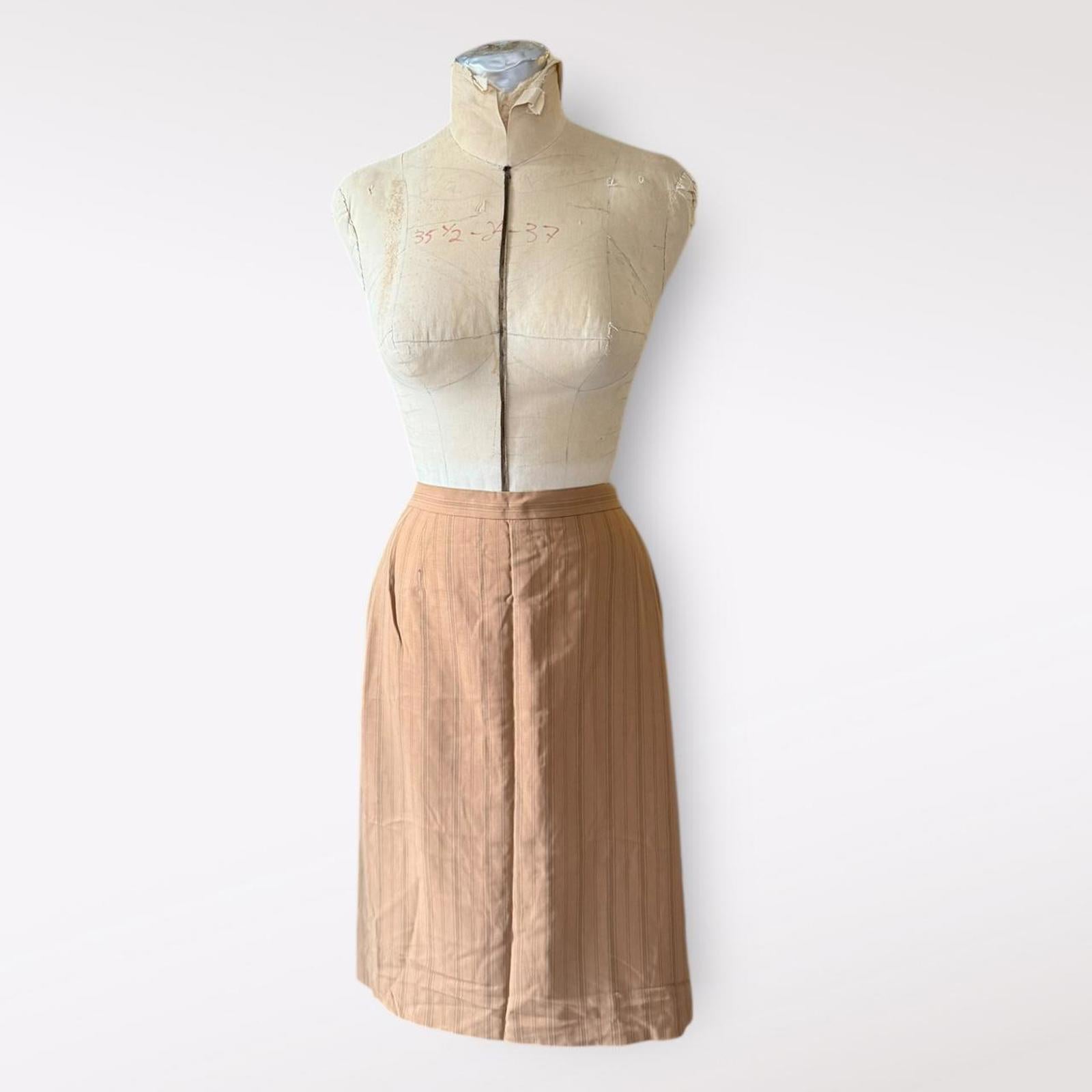 Escada Exclusive for Saks Fifth Avenue Tan Pinstripe Skirt