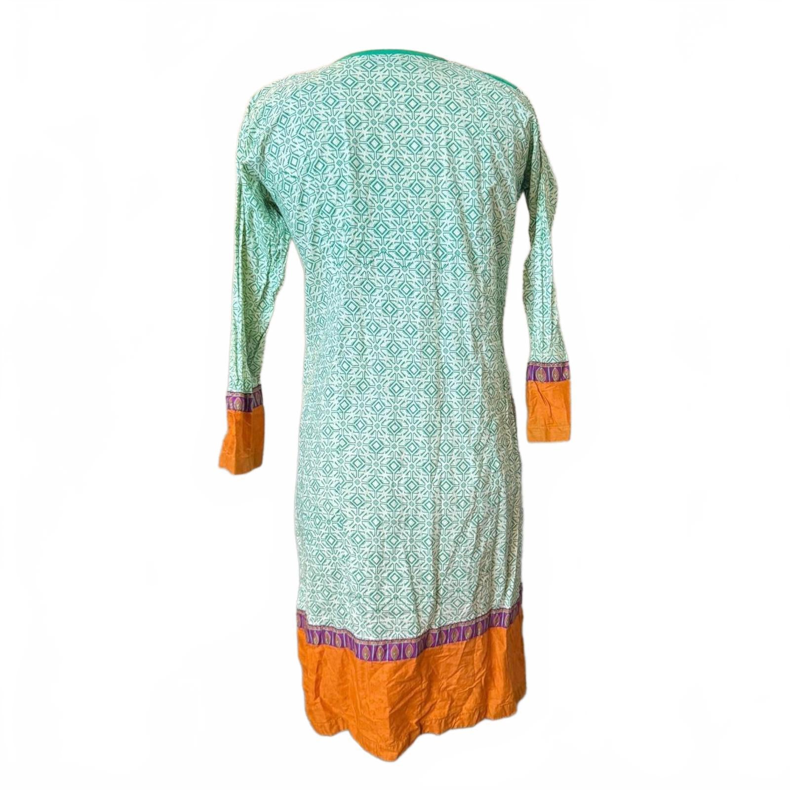 Senorita Green and Orange Cotton Tunic Top Size XS