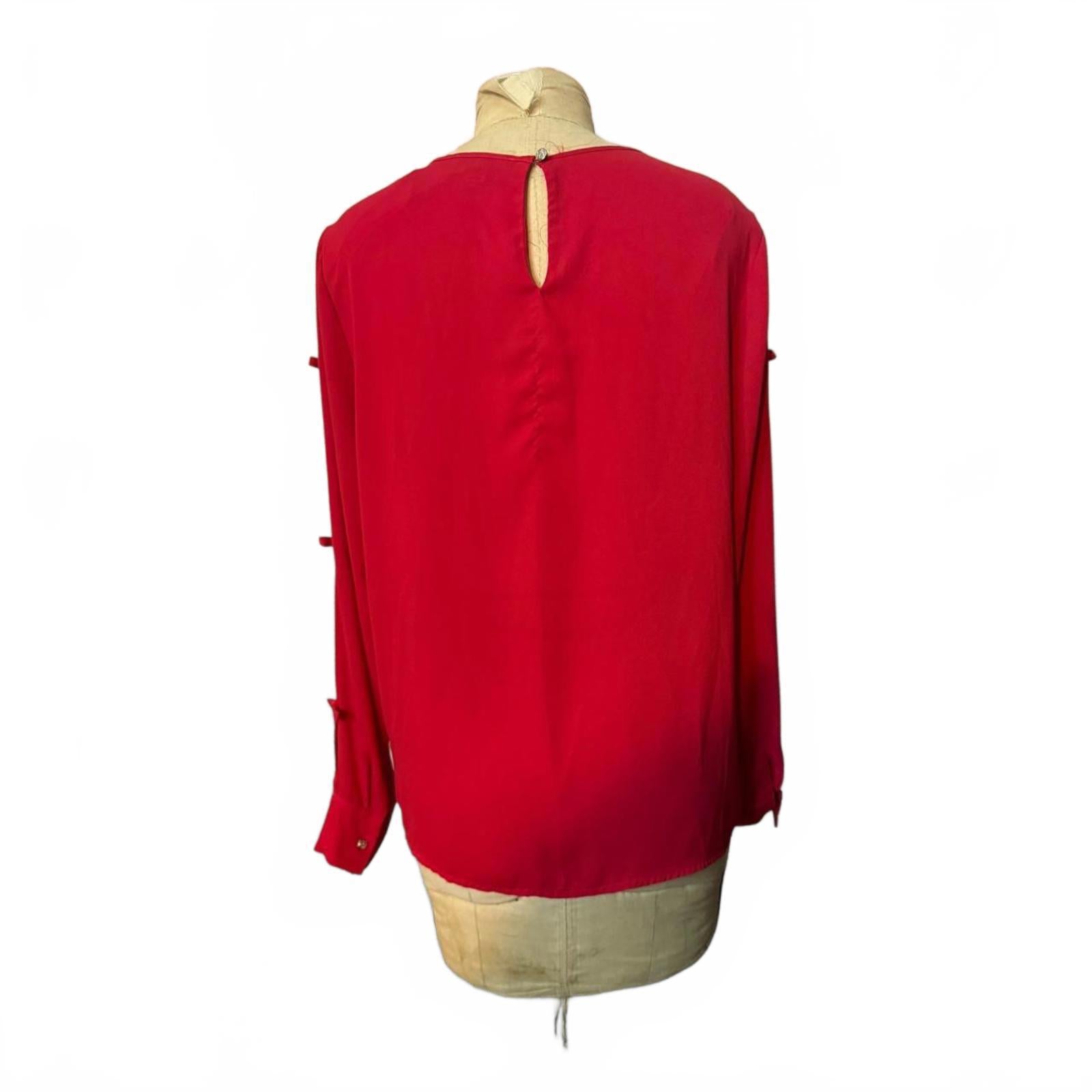 CeCe Red Long Sleeve Blouse Size M