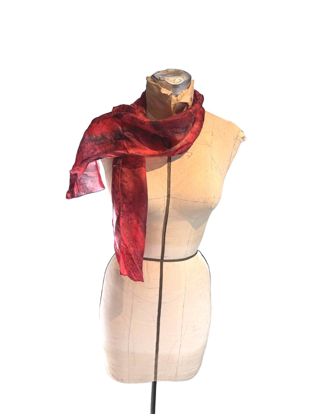 Red and Black Sheer Lightweight Scarf