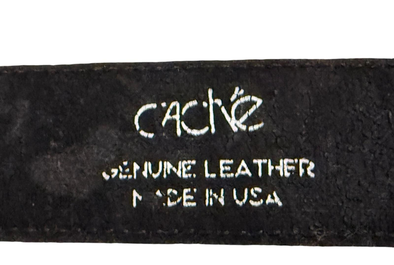 Cache Genuine Leather Black Belt with Floral Silver Buckle