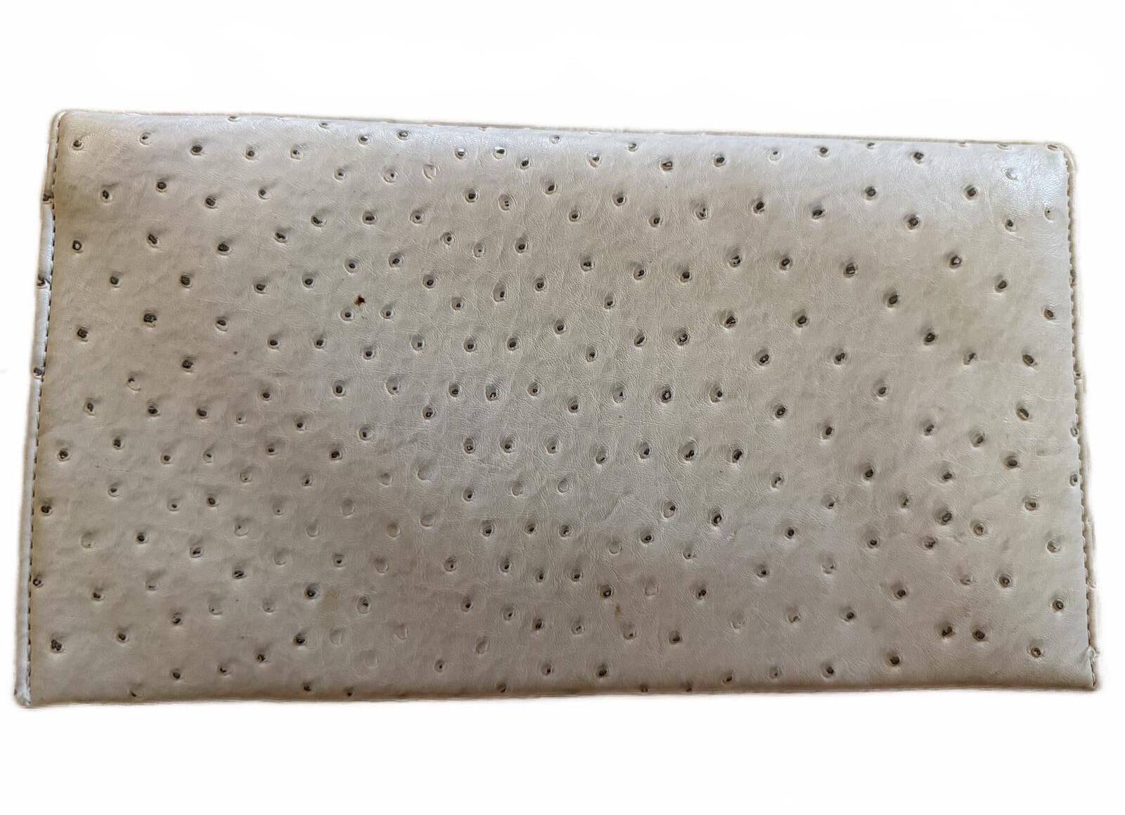 Elegant Beige Ostrich Pattern Envelope Clutch Purse