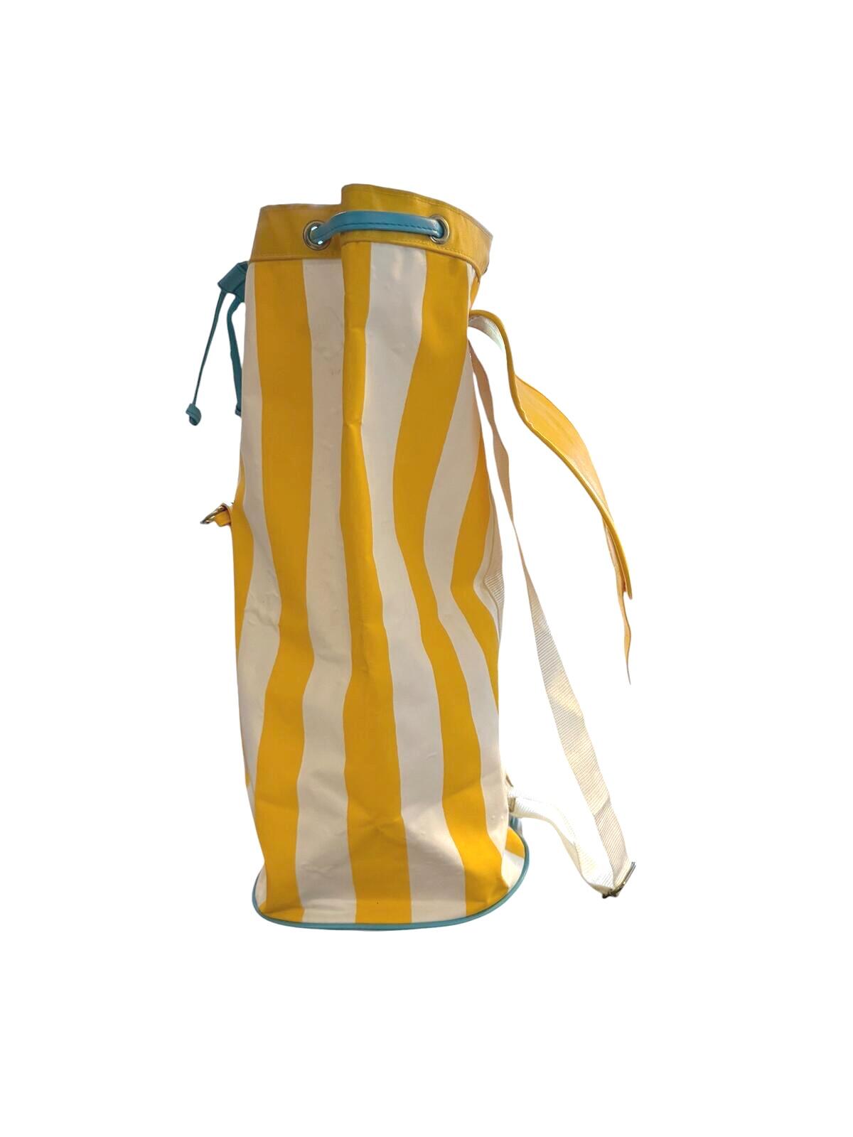 Giorgio Beverly Hills Vintage Yellow and White Striped Backpack