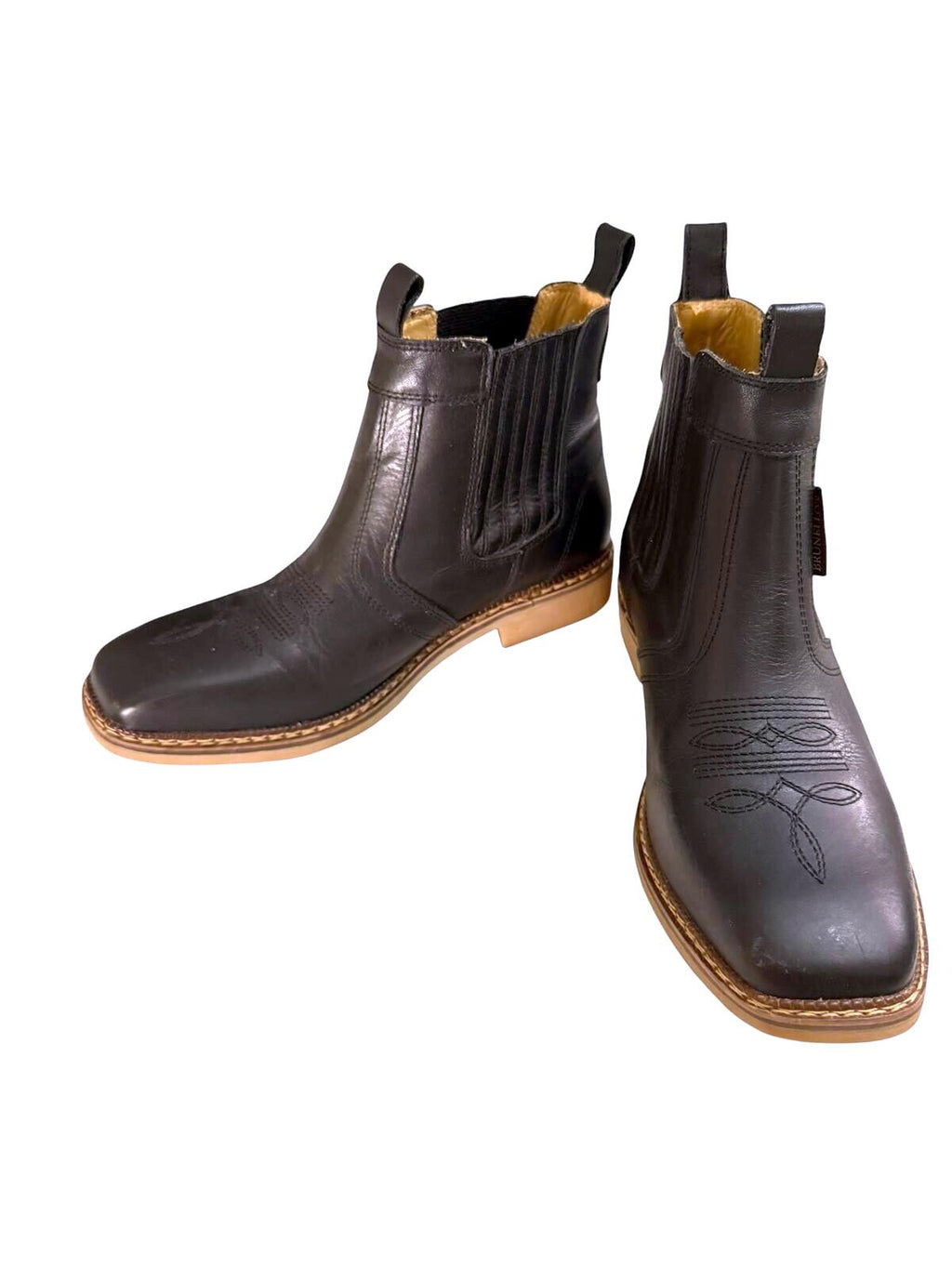 Brunello’s Black Leather Cowboy Ankle Boots