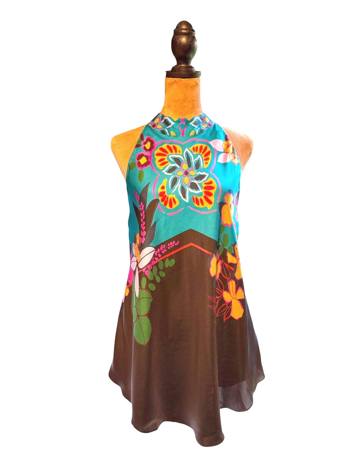 Johnny Was Jade Floral Halter Top Tunic Blouse