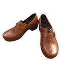 Dansko Brown Leather Slip-On Shoes with Buckle Detail