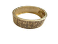 Vintage Gold Tone Hinged Bangle Bracelet with Textured Design